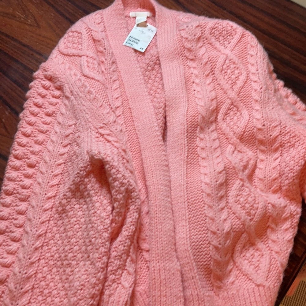 Cable Knit Sweater Plush Vibrant Light Pink